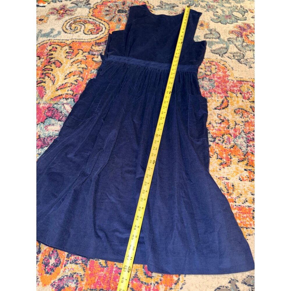 L.L. Bean Blue Corduroy Pinafore Dress 90s Cottagecore Prairie USA Made Size 14 - Picture 7 of 11